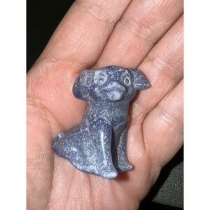 Chinese Carved Blue Stone‎ Aventurine Miniature Dog Puppy Figurine Mini